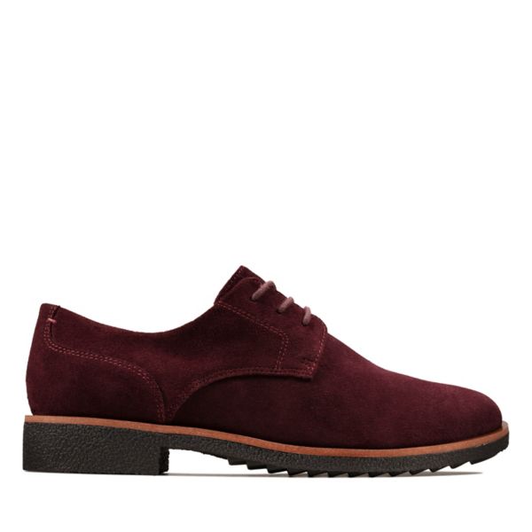 Clarks Womens Griffin Lane Flat Shoes Burgundy | CA-4368759